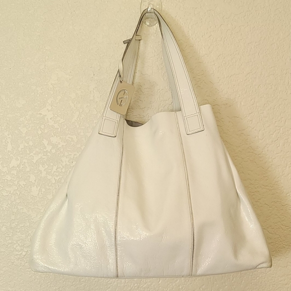 Francesco Biasia large white leather bag